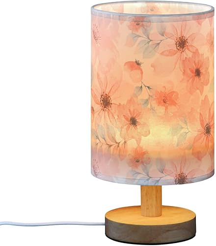 Miniatura 2 de Nightstand Lamps End Table Lamps Retro Orange Flowers Watercolor Red Table Lamp for Girls Dorm Room lampara de Noche