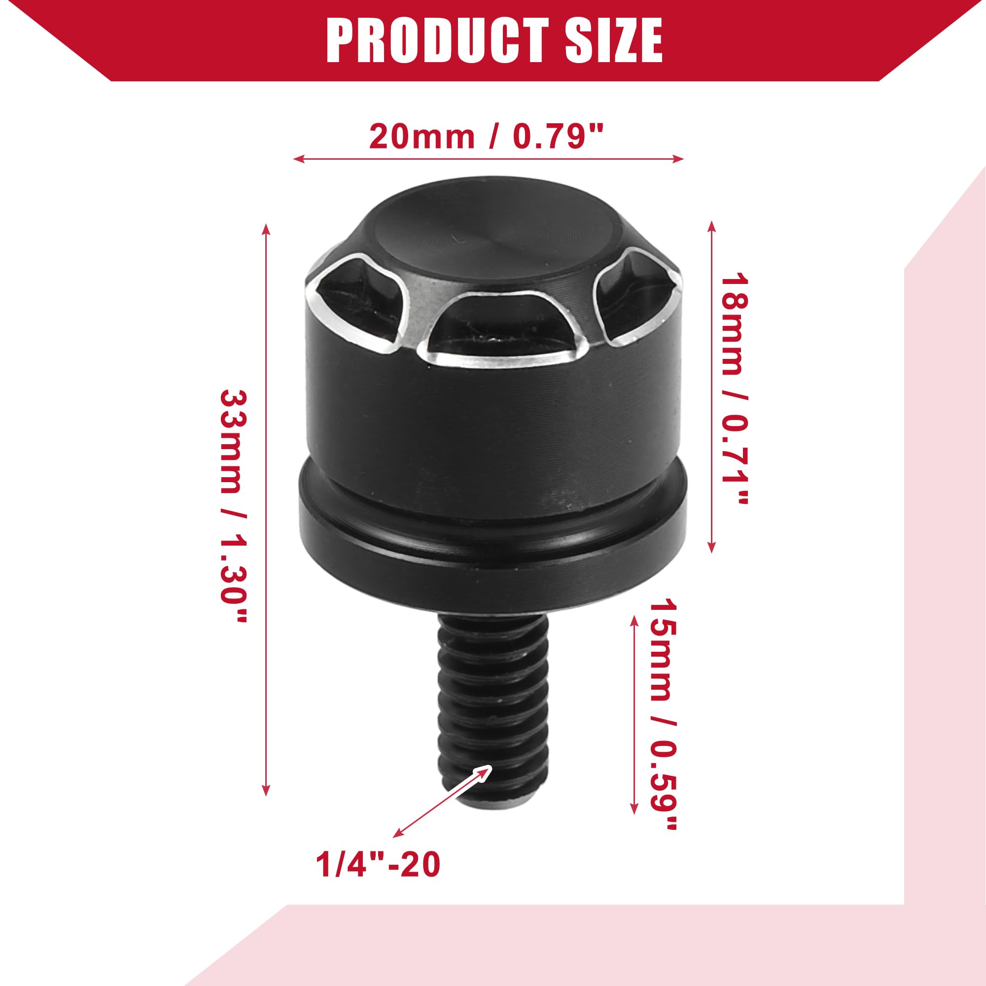 A ABSOPRO Tornillo De Asiento Para Harley Davidson Sportster 96-03 1 Pieza | Color Negro, Material Aleación Aluminio, Tamaño 33X20Mm, Rosca 1/4"-20, Para Harley Touring, Para Harley Softail
