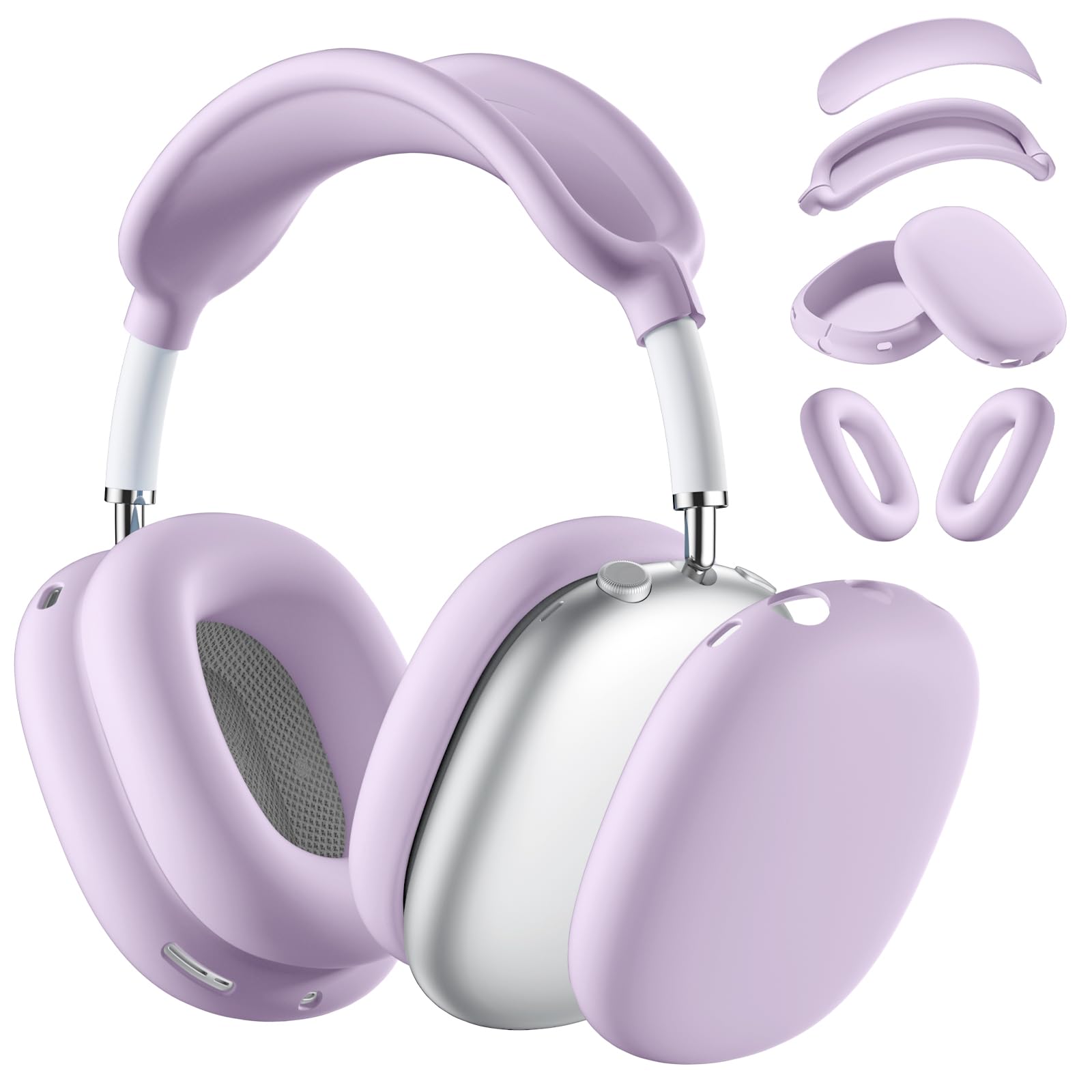 Silicone Case Cover for AirPods Max Headphones, Purple Airpods Max Ear Cup Cover/Ear Pad Case Cover/Ear Cups Cover/Max Headband Pad,Accessories Silicone Skin Protector for Apple AirPods Max (Lavender