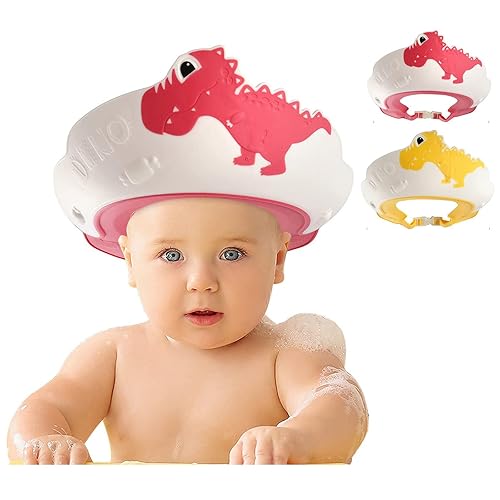 FUNUPUP Paquete de 2 gorros de ducha para niños, ajustable para lavado de cabello de niños pequeños, protector de visera para proteger los ojos del