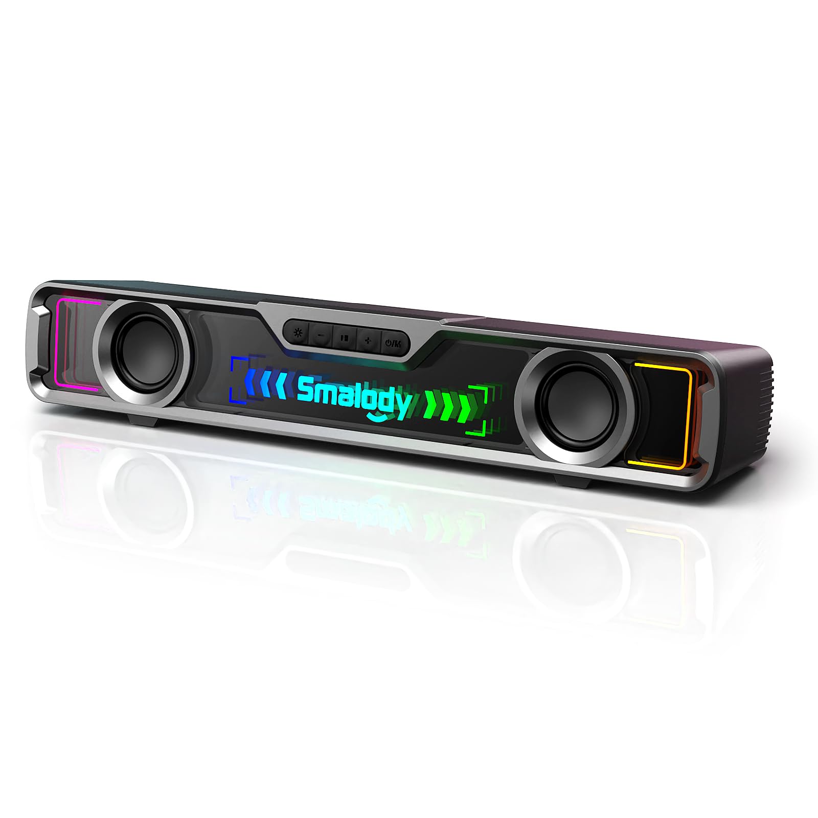 Smalody Altoparlanti per PC, altoparlante da gioco con luci LED, soundbar USB, altoparlante per computer, altoparlante multimediale perfetto per giochi per PC, desktop, computer, laptop