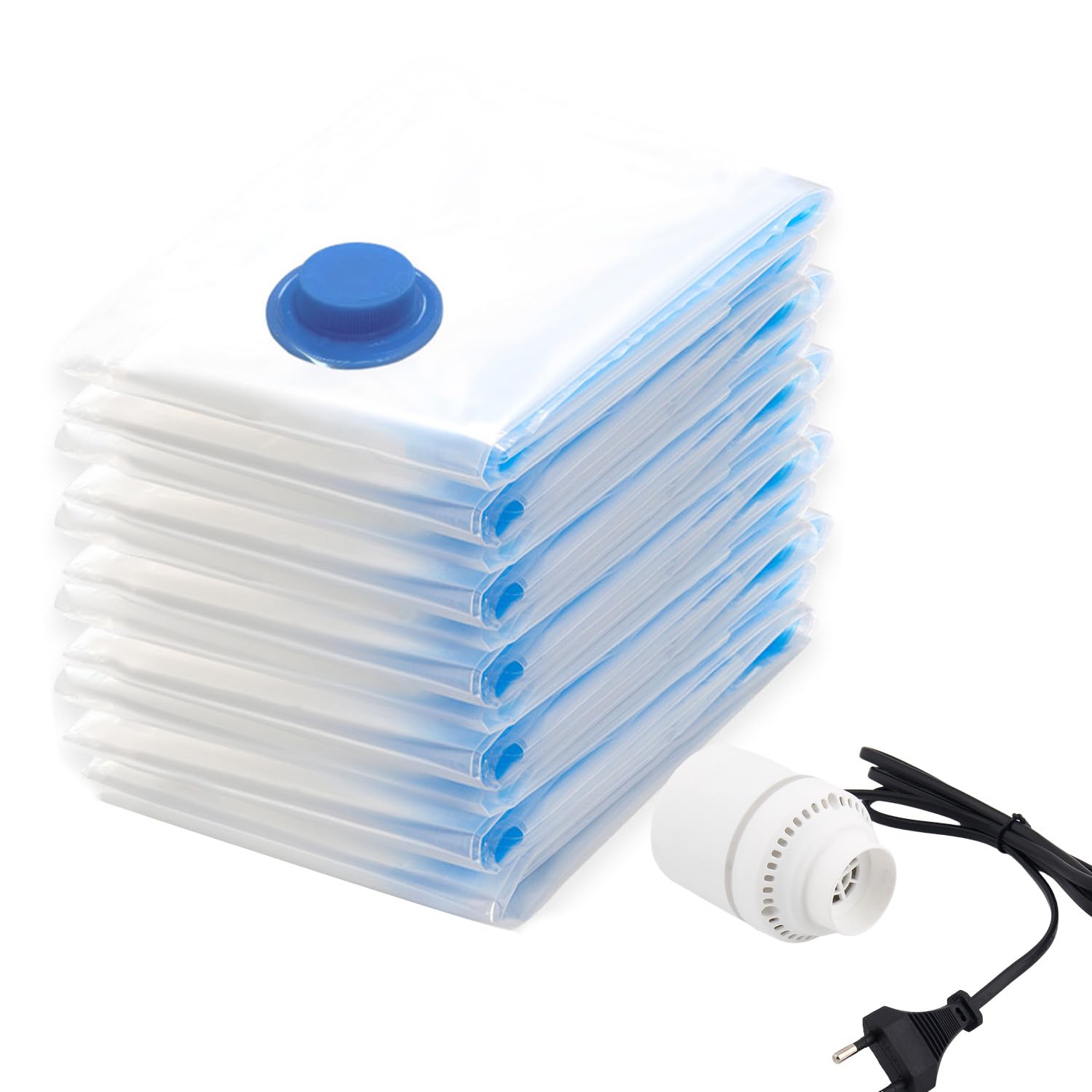 布団圧縮袋【電動ポンプ付き】【7枚セット・1*S/2*M/2*L/2*XL】 掃除機不要 旅行用 衣類 毛布 洋服 ふとん 特大サイズ 省スペース 高密封性 防湿 防塵 防臭 防カビ ダニ対策 収納/引越し/衣替え/旅行/出張ふとん圧縮袋 1*S(40×60cm)/2*M(60×80cm)/2*L(80×100cm)/2*XL(100×120cm)