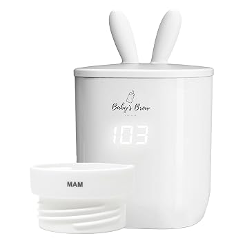 Babys Brew Portable Bottle Warmer with MAM Adapter Cordless Baby Bottle Warmer for Breastmilk & Formula, Rechargeable, Leak-Proof, Travel-Friendly Milk Warmer, White