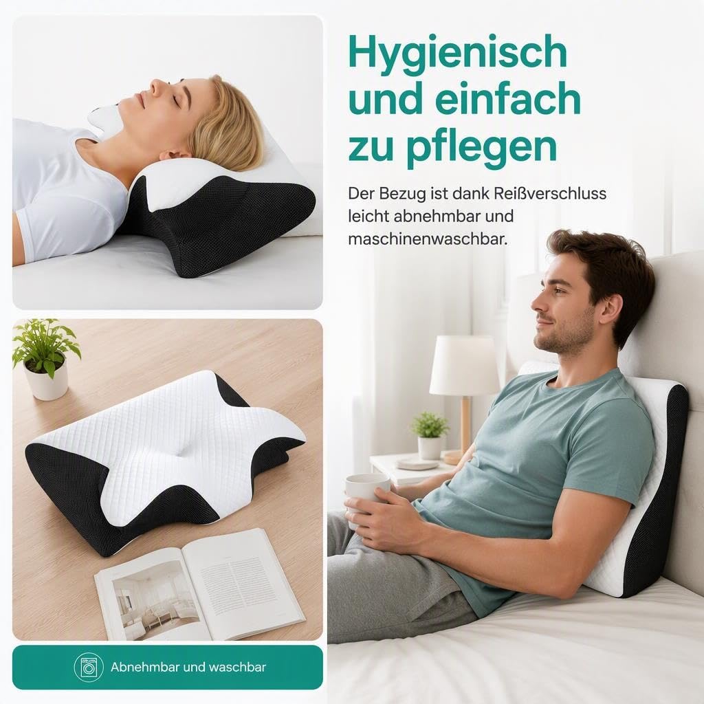 Orthopädisches Kopf- & Nackenstützkissen, Nacken Kissen Schlaf