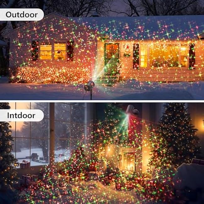 BLOFUN Christmas Projector Lights Red and Green Starlight Projection Light