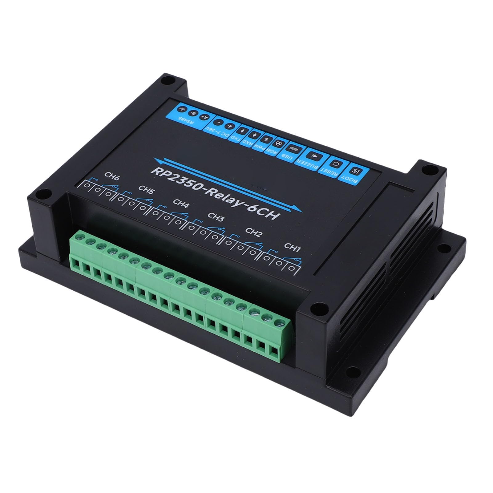 Luocute Modulo relè Industriale RP2350 a 6, Supporto Integrato per Pico HAT e Porta 485 con Circuiti di Protezione a Isolamento Multiplo, Grado Industriale, Custodia per Montaggio su