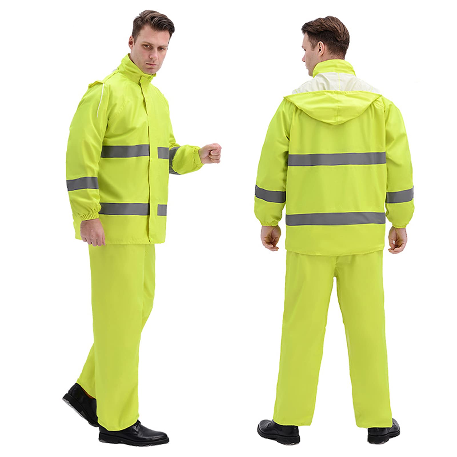 Combinaison Pluie Moto, Manteaux Imperméables, Veste Softshell Haute Visibilité, Veste De Travail, Unisexe Costume Veste Et Pantalon De Pluie Coupe Vent Respirant,XL