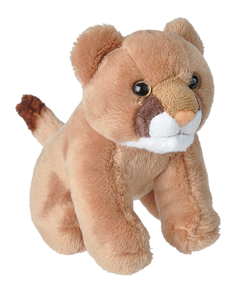 Wild Republic Pocketkins Eco Mountain Lion, Stuffed Animal, 5 Inches, Plush Toy, Made from Recycled Materials, Eco Friendly