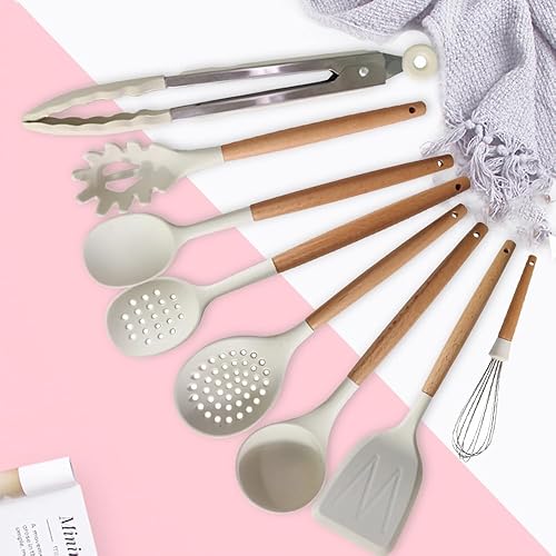 Miniatura 4 de 31pcs Kitchen Utensils Set, Heat Silicone Kitchen Utensils Set with Wooden Handles, Non Cookware Tools with Holder - Durable Stainless Steel, Non