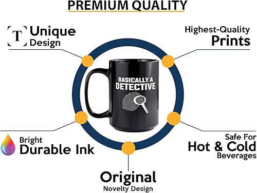 Miniatura 3 de Taza de café detective de 15 onzas, color negro, básicamente un detective, oficial de policía, patrulla policial, detective, policía, policía,