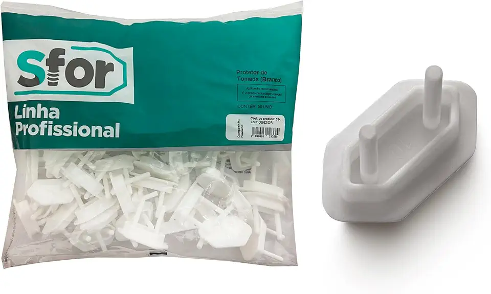 Sforplast Sfor | Protetor De Tomada Branco | 50 Peças | Proteção Para Bebês E Crianças