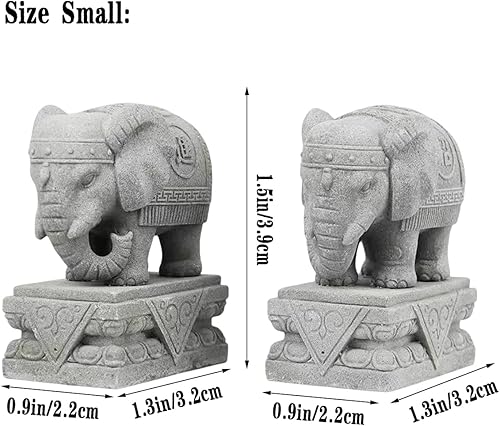 Miniatura 6 de livelyfish Un par de estatua de elefante, figura de acuario para perros foo, escultura FengShui para decoraciones de peceras pequeñas de 10 galones