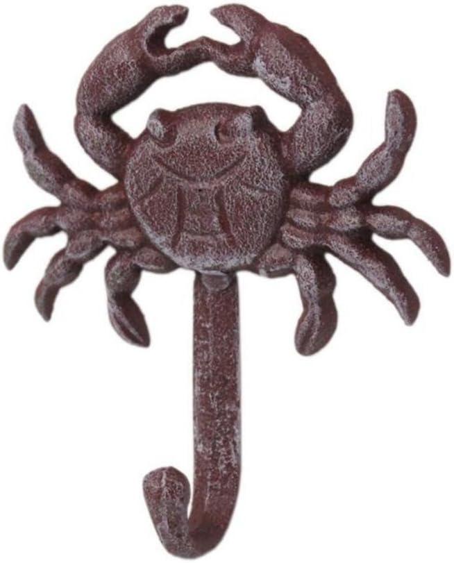 Hampton Nautical G-54-725-light-blue Whitewashed Cast Iron Crab Hook, Rustic Light Blue, 5"