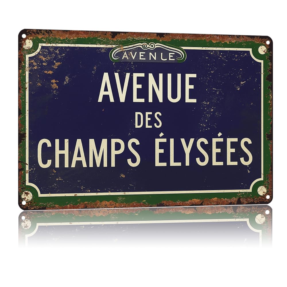 Classic Street Scene Art Plaque 8x12 Inch, Retro Aluminum Wall Decor For Family Rooms