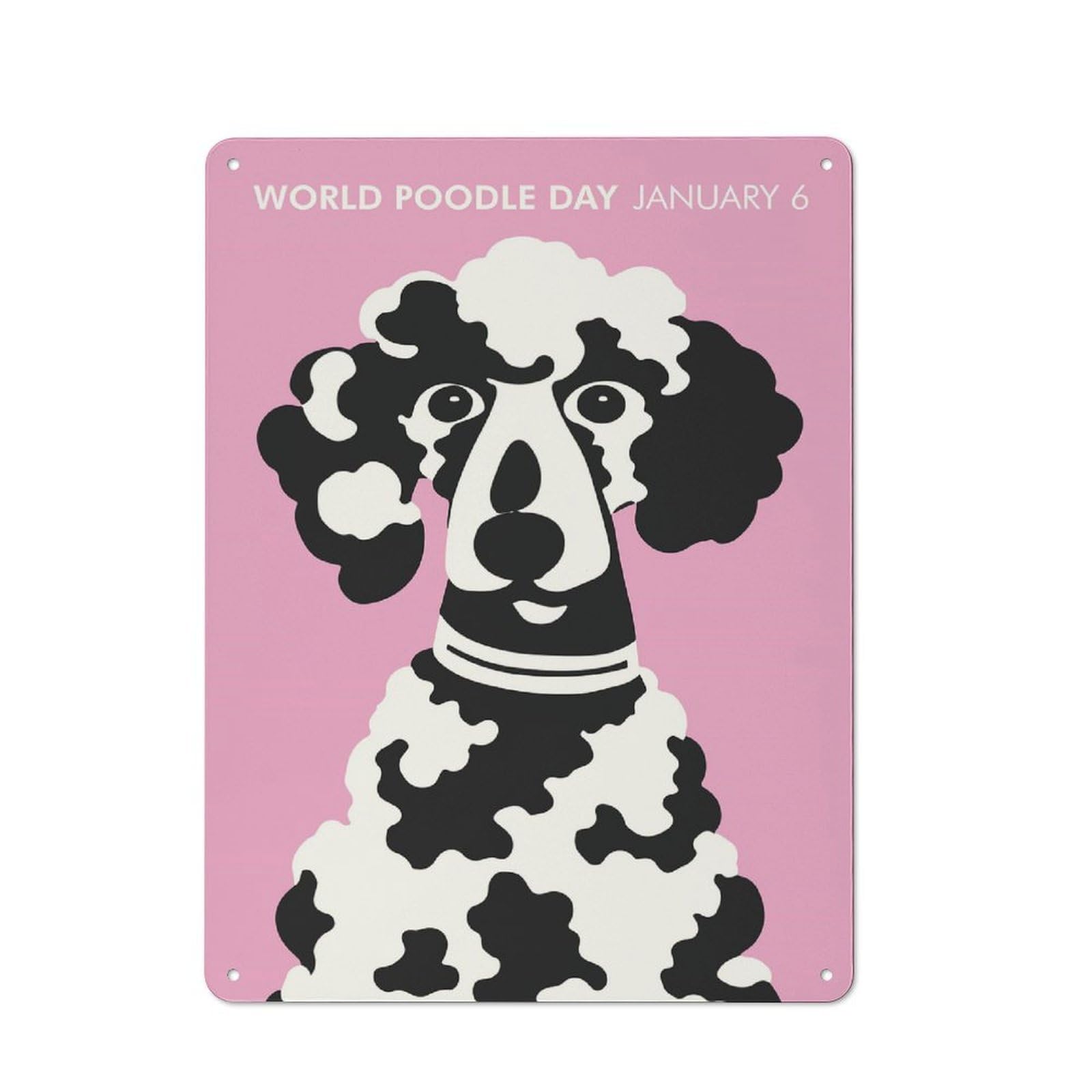 Junmoney Style-20 Tin Wall Plaque 40X30cm With Pink World Poodle Day For Garage Wall, Suited To People Furnishing A Garage