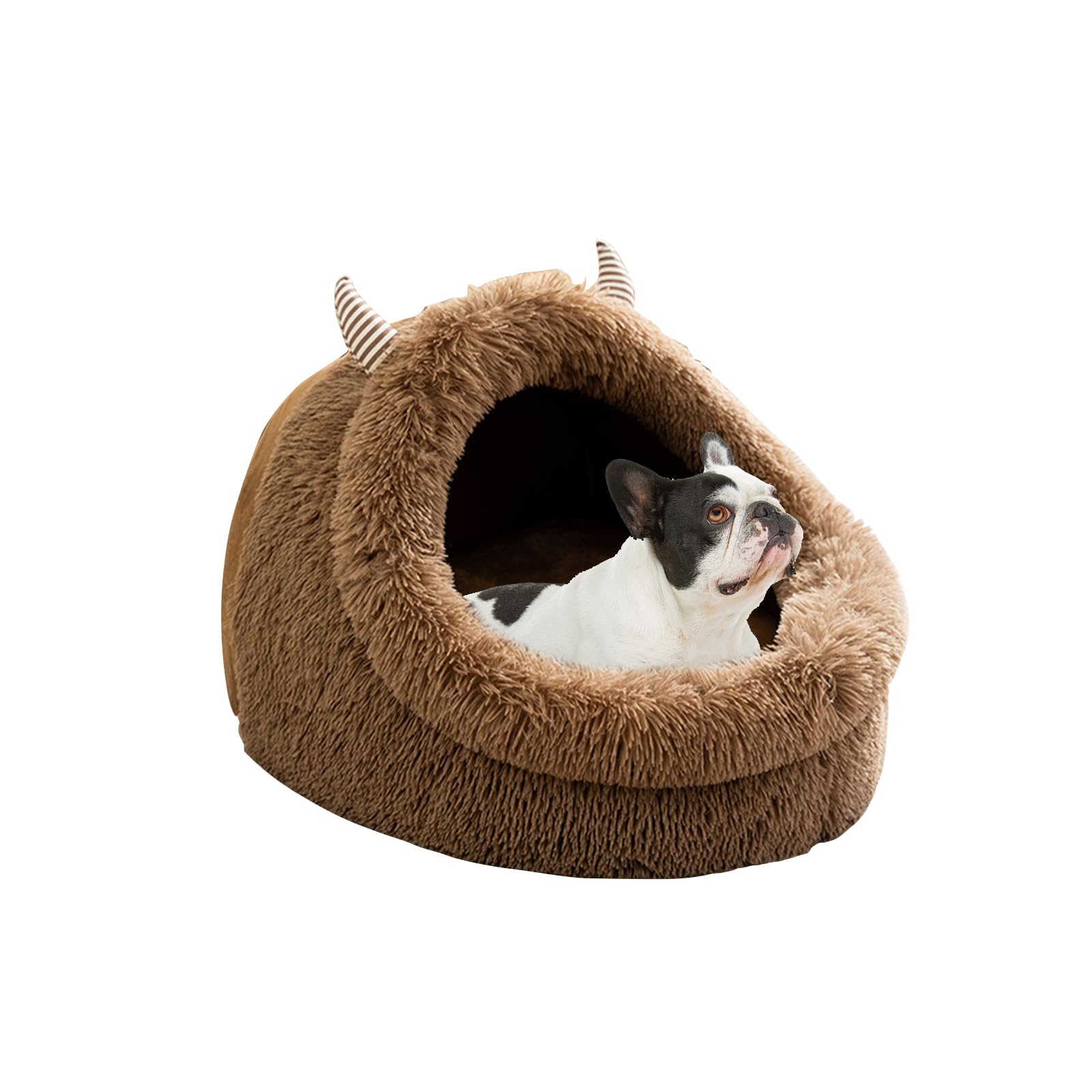 Niche Pour Chat Semi-fermée - Coussin Amovible Lavable, Fond Antidérapant - Confortable Et Chaud, Taille M Ou L