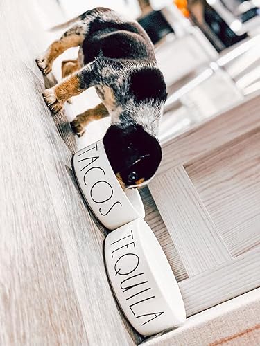 Vista 3 de Tacos and Tequila Funny Farmhouse Cereamic Pet Food Bowls (grande)