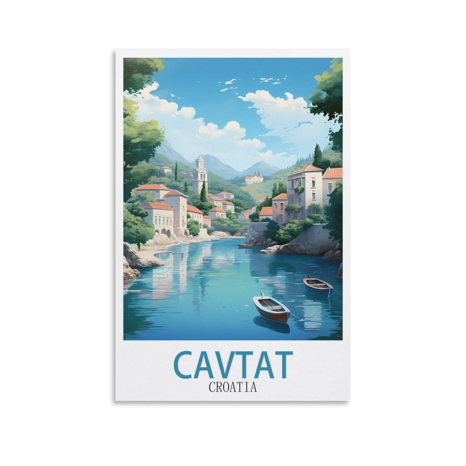 ZBBGGOZ Cavtat Croatia Vintage Travel Posters 08x12inch(20x30cm) Canvas Wall Posters And Art Picture Print Modern Family Bedroom Decor