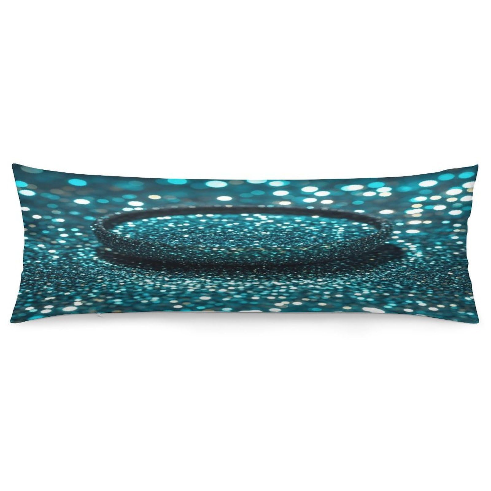 Teal Glitter Pillowcase Decorative Long Body Pillow Case Soft Breathable Body Pillow Cover Modern Large Pillowcase Cute Body Pillow Pillowcases for Bedroom Couch 18.9 X 53 Inch