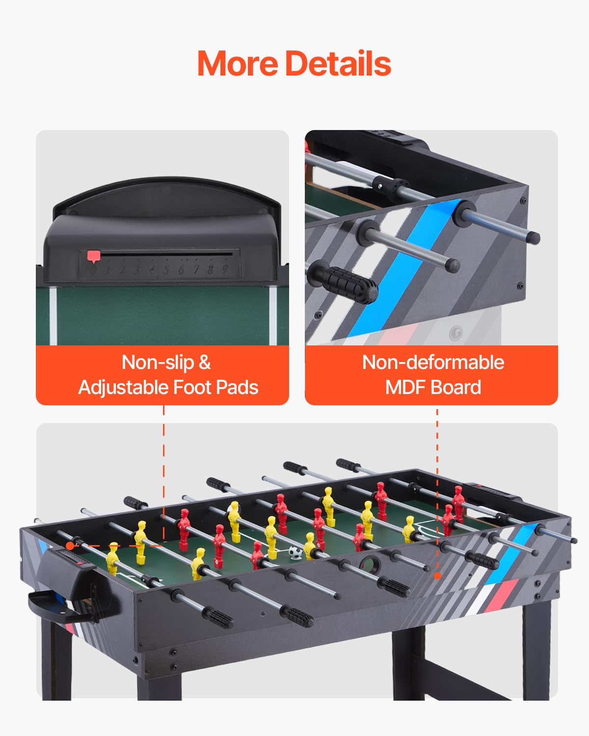 VEVOR Set Combo Tavolo da Gioco, 121,9 cm Aria Hockey Tavolo, Multi Combinazione Tavolo con Aria Hockey Pool Billiard Ping Pong, per Famiglia Sala Giochi Ufficio con Accessori Abbondanti