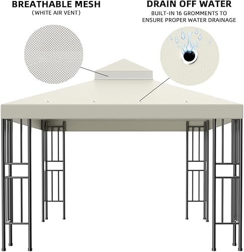 Miniatura 2 de Sumfaller - Cubierta superior de repuesto para cenador de 10 x 10 pies, cubierta superior de toldo de doble nivel para barbacoa al aire libre,