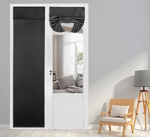PI Cortina opaca para puerta francesa, privacidad con aislamiento térmico largo para vidriopuerta corrediza, cortina con amarre 1 panel (W34XL80,