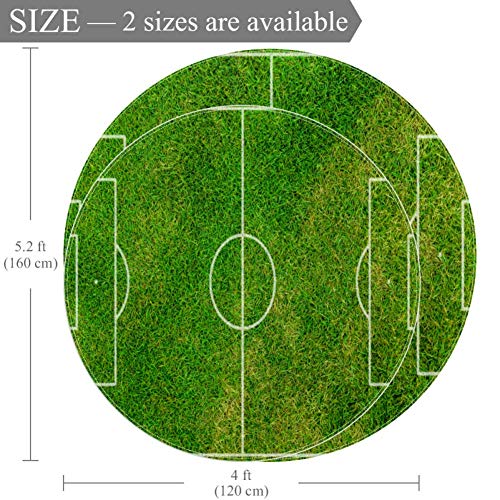 Tapis rond antidérapant vert 120cm en polyester doux pour salon - 3