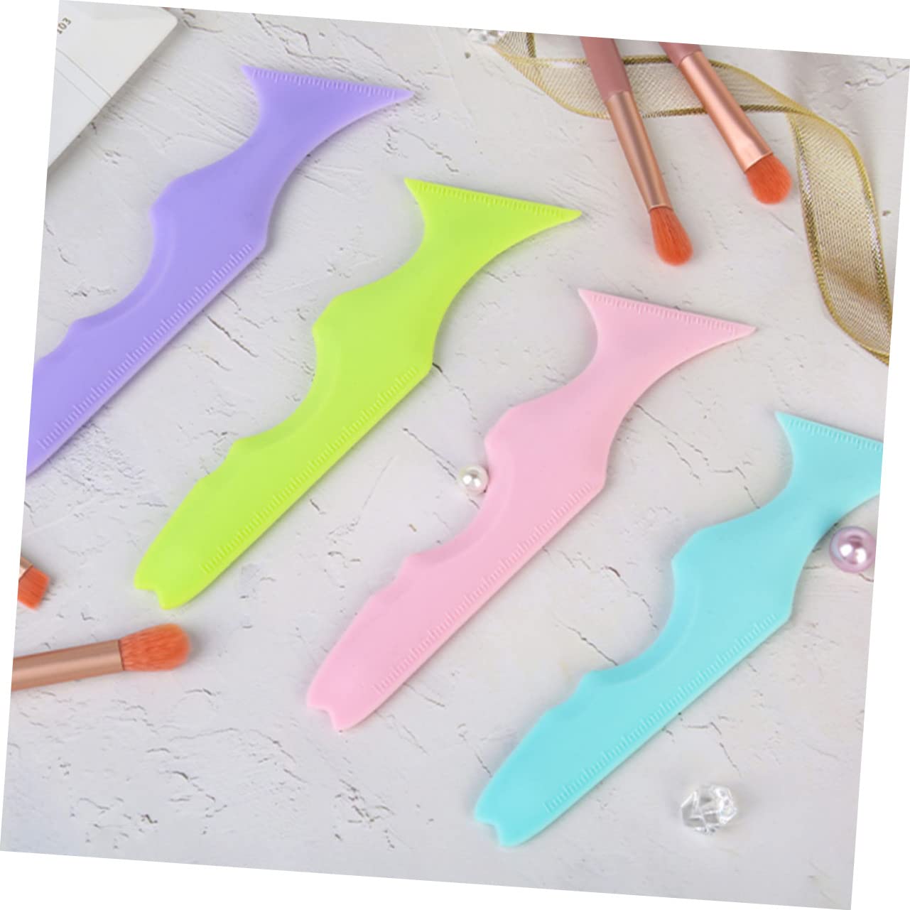 Housoutil 8 Pcs Silicone Beauté Règle Cils Mascara Eyeliner Massage Masque Pour Les Yeux Pochoirs À Sourcils Inclinés Outils Pour Cils Guide Des Sourcils Modèle De Para Gelatinas Débutants