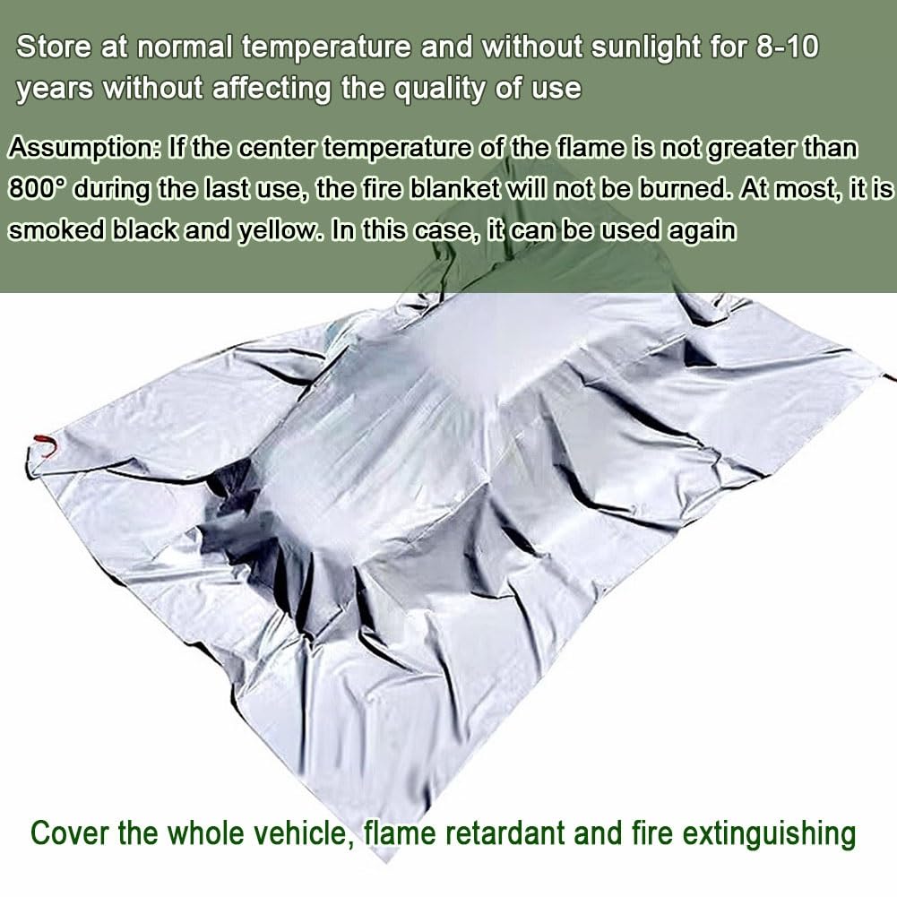 Manta ignífuga de emergencia para coche, manta grande de fibra de vidrio para extinción de incendios, tela ignífuga especial para accidentes con vehículos eléctricos o de combustible.(6x9m/19.7x29.6ft