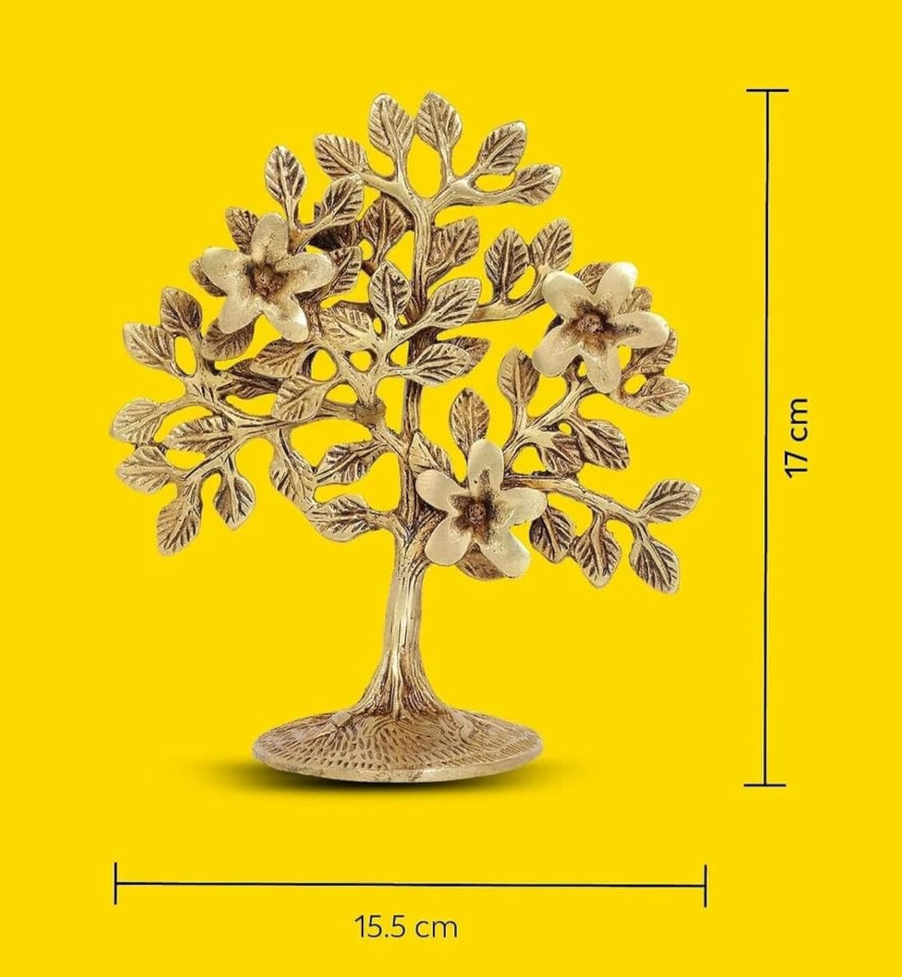 Decorative Metal Tree Sculpture with Flowers