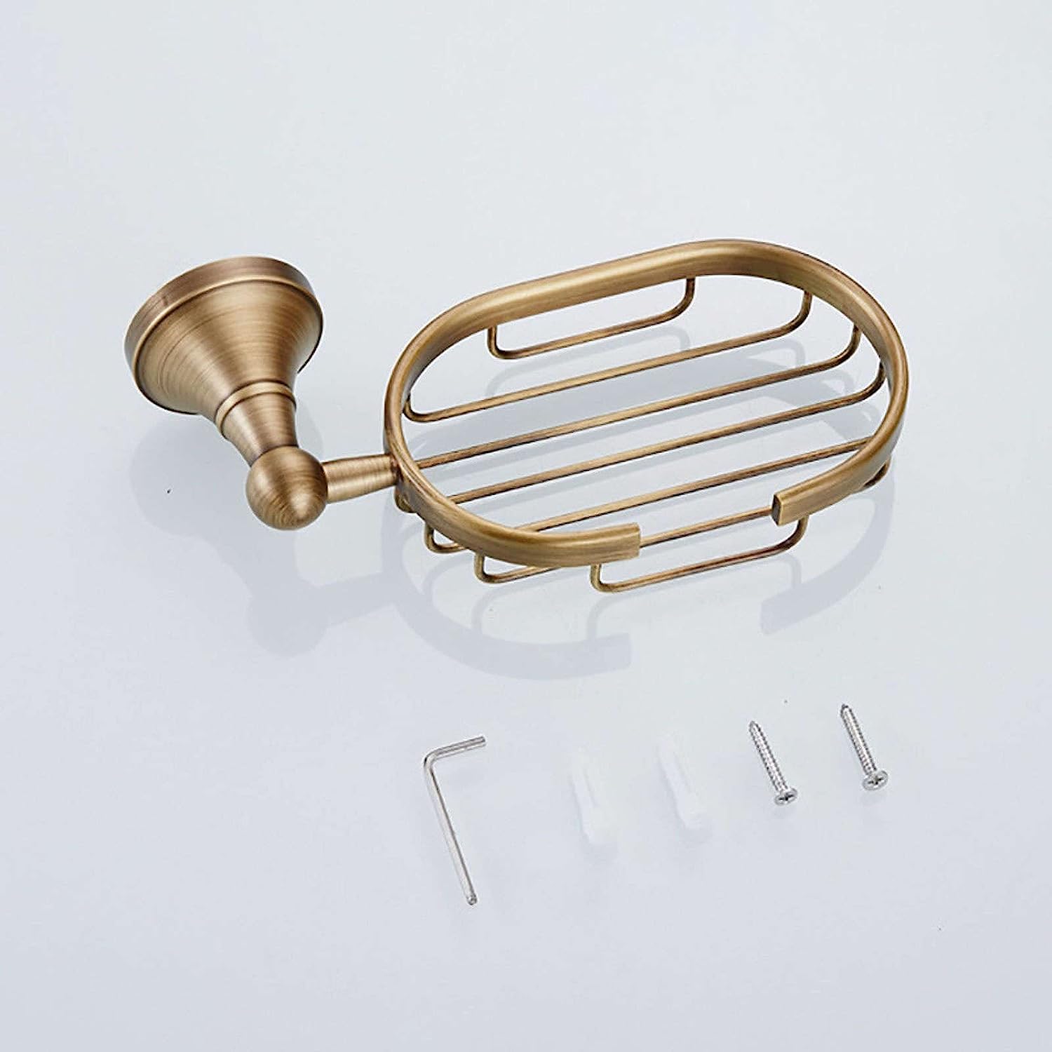Jabonera de Pared, jabonera, jabonera Antigua for Pared de Ducha, jabonera de latón Cepillado con Plato de cerámica, jabonera montada en la Pared for baño, Cocina, jabonera, Color Bronce