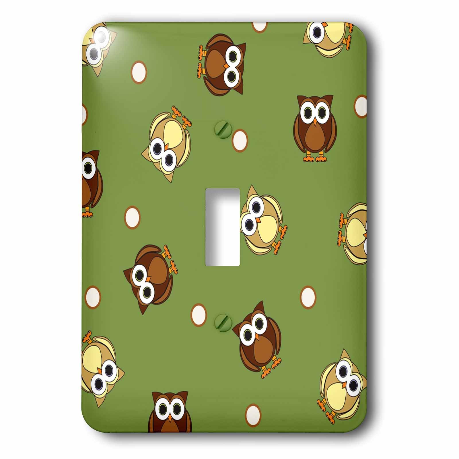 Interrupteur à baïonnette vert et marron avec motif de hibou mignon LSP_28540_1