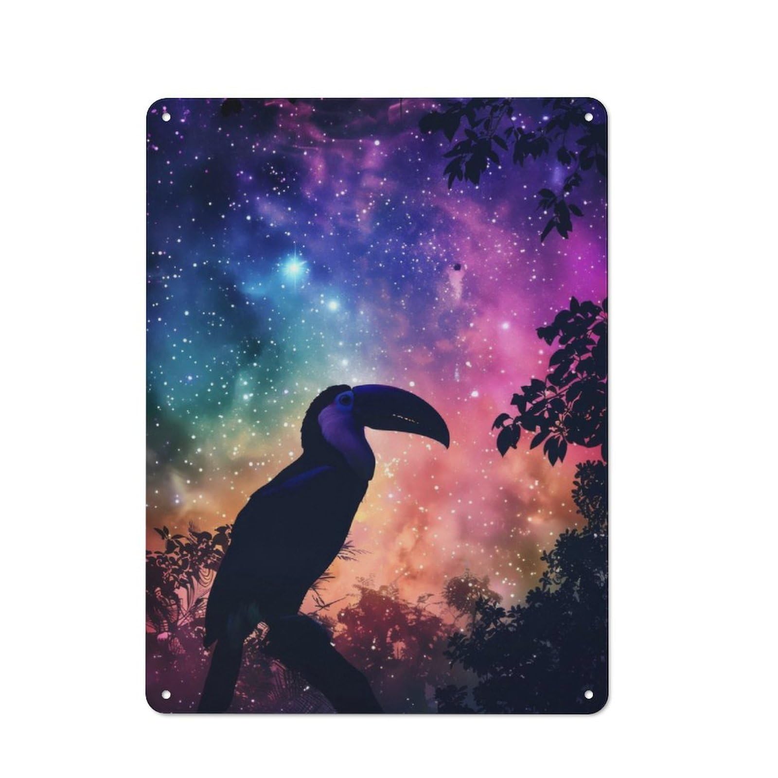 Junmoney Toucan Silhouette Galaxy Vintage Tin Sign 40X30cm With For Café Or Restaurant, For Kitchen, Dining Room And Home Bar Wall Decor