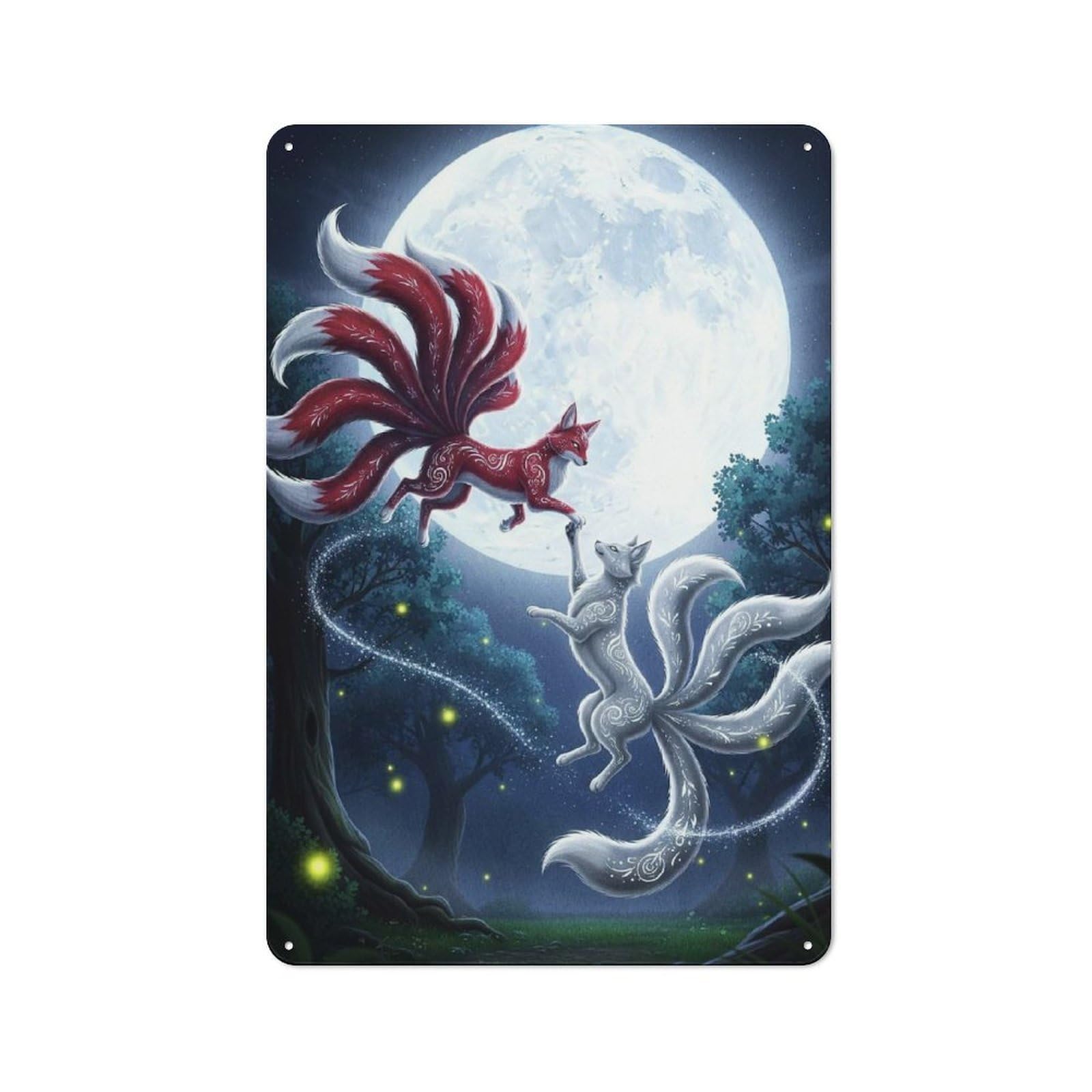 Classic Kitchen Metal Sign 30x20cm Featuring Nine-tailed Foxes Moonlight, Cafe Wall Decor for Restaurant, Kitchen, Counter Or Breakfast Nook