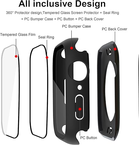 Miniatura 3 de 2 en 1 Miimall - Funda protectora de pantalla impermeable para Apple Watch 7 de 1.614 pulgadas, carcasa rígida de policarbonato impermeable