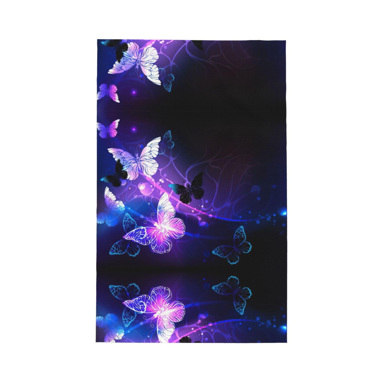 Xxahnbm Black White Purple Butterflies Print Waffle Kitchen Towel,Absorbent Hand Towel