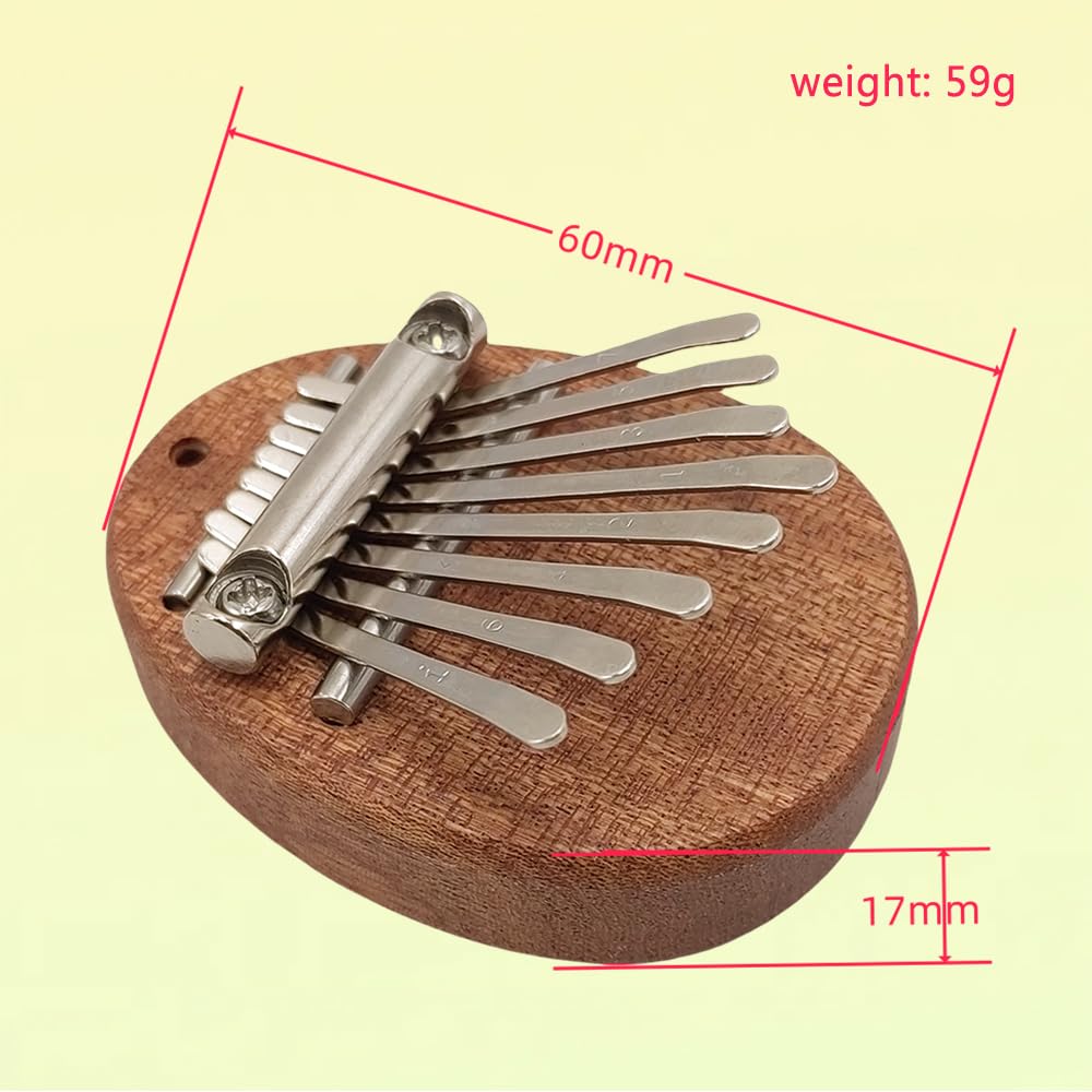 YoungMonic Mini Kalimba Thumb Piano 8 Keys, Portable Mahogany Finger Piano with Carrying Bag, Tune Hammer, Instruction, Musical Gift for Beginners & Adults