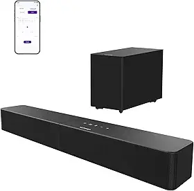 ULTIMEA Barra de Som com Subwoofer Sem Fio, 240 W, VoiceMX e BassMX, Controle por Aplicativo, Soundbar 2.1 Canais para Home Theater, Graves Ajustáveis, HDMI, Bluetooth 6.0, Poseidon M30 (modelo 2026)
