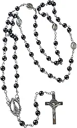 Terço Colar Nossa Senhora Aparecida Hematita 6mm