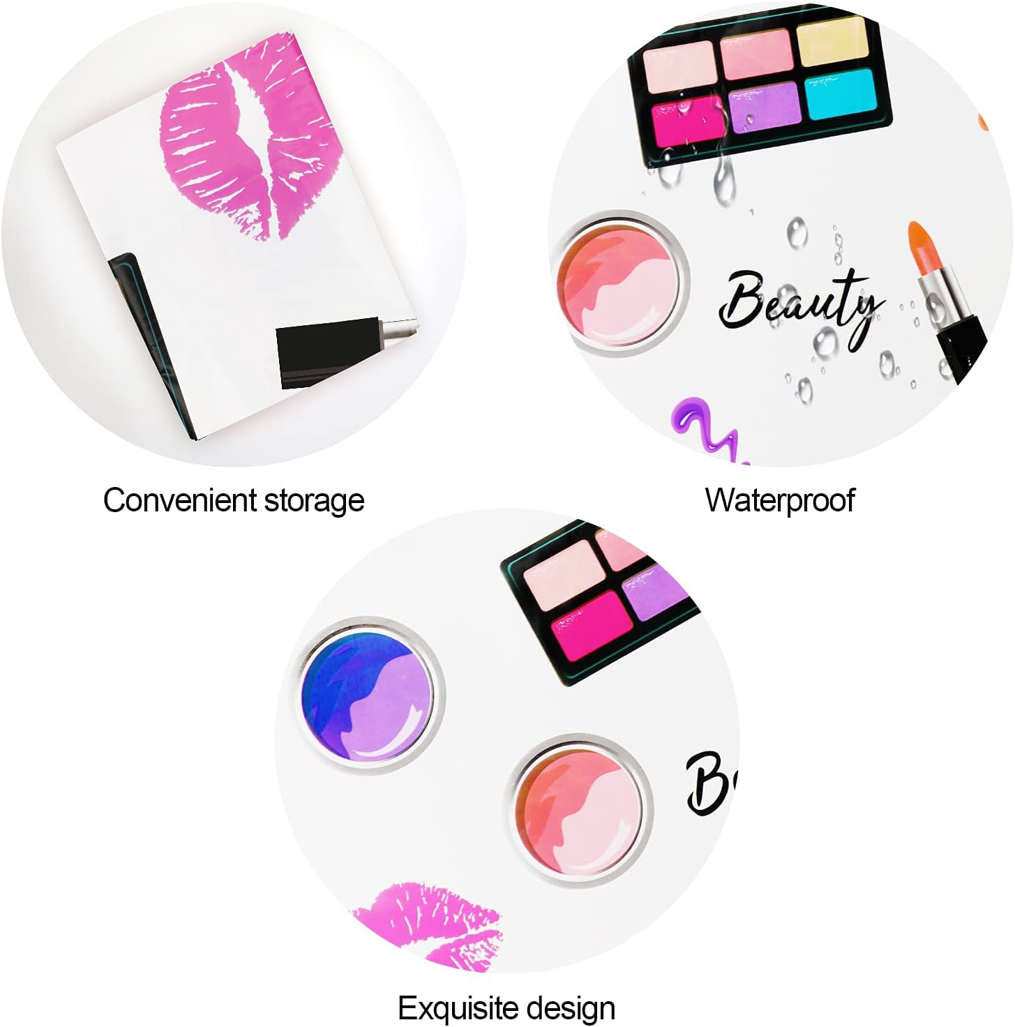 PHOGARY 4 Packs SPA Makeup Party Tablecovers, Cosmetics Makeup Theme Tablecloth, Disposable Plastic Rectangular Table Covers for Girls Spa Makeup Party Birthday Cocktail Party Decorations