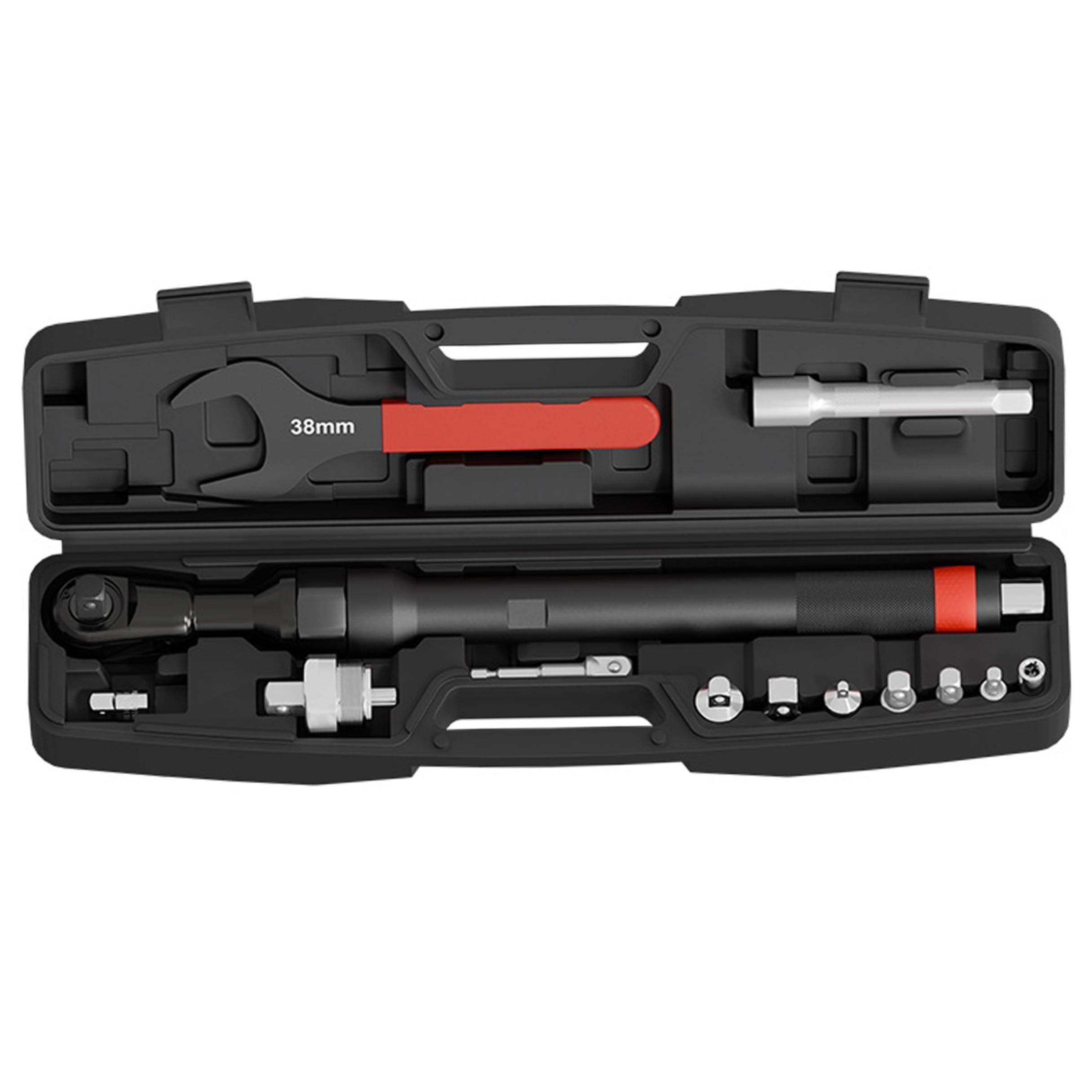 Heavy Duty Offset Extension Wrench 3/8in, Ratchet Extension with Interchangeable Head and Telescopic Design, Black