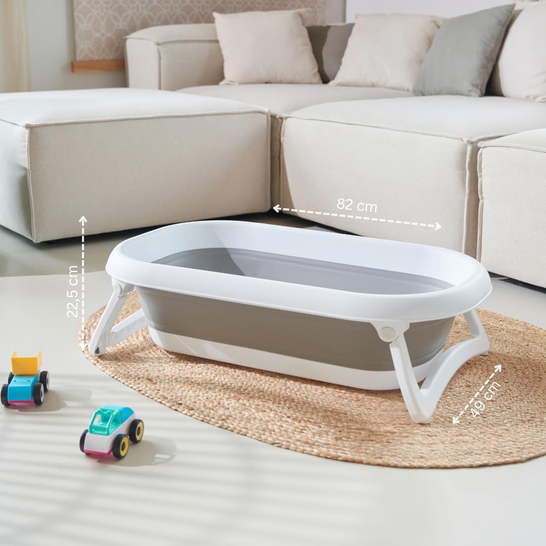 Rotho Babydesign Baby Badewanne faltbar Babybadewanne Reisebadewanne Grau