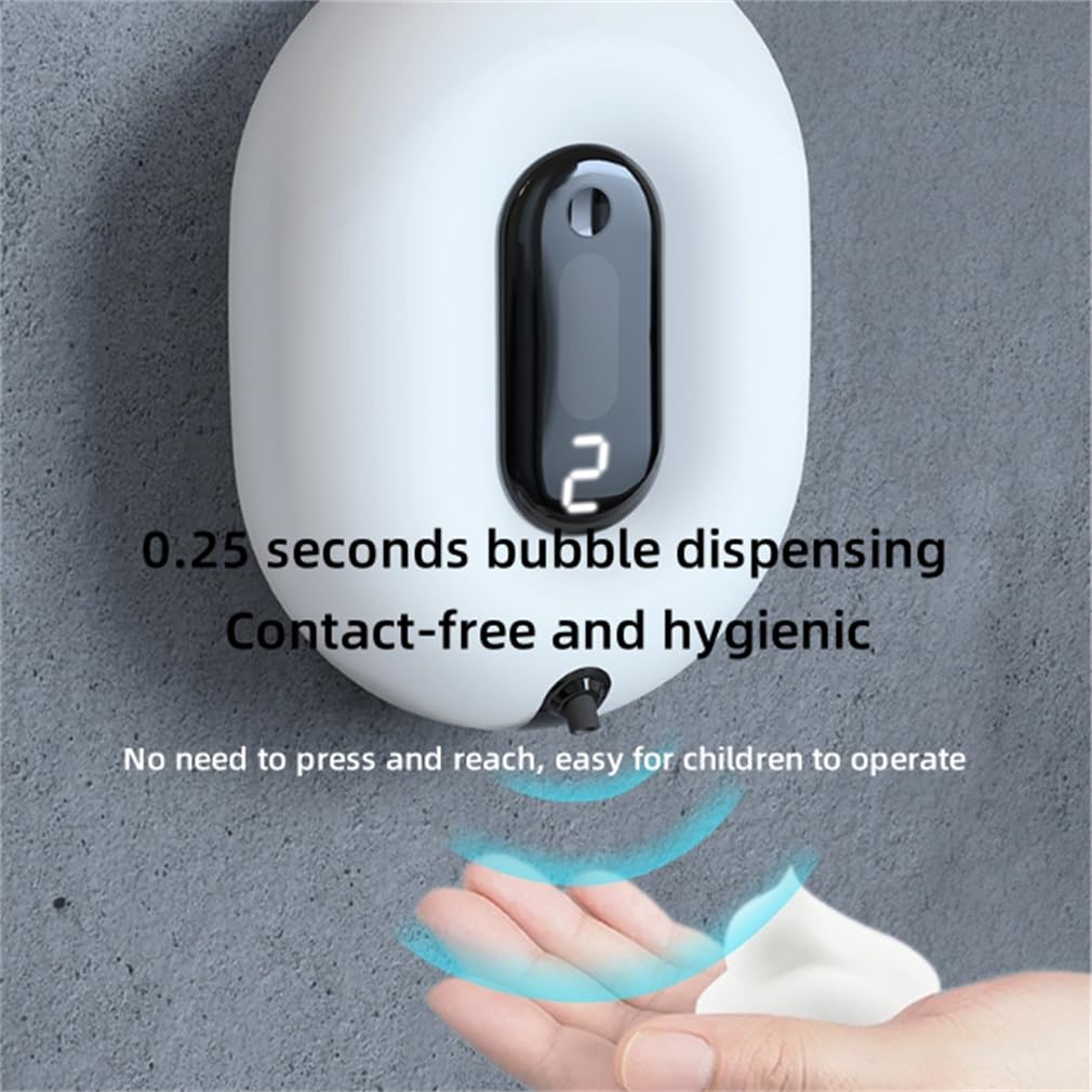 Dispensador Automático De Jabón Sin Contacto, Dispensador De Jabón Espumoso Sin Contacto 280Ml, Pantalla LED Y Depósito De Agua Oculto, Dispensador De Jabón Manos Libres Recargable,Gray