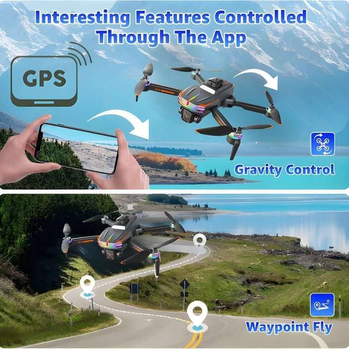 Image of BARGAIN HUB Drone with 4k Camera GPS Foldable, BrUsHlEsS Motor, sMaRt Gestures Selfie, Altitude Hold, oNe Key tAkE Off /Landing, 3D Series Flips, Headless Mode for Kids and Adults
