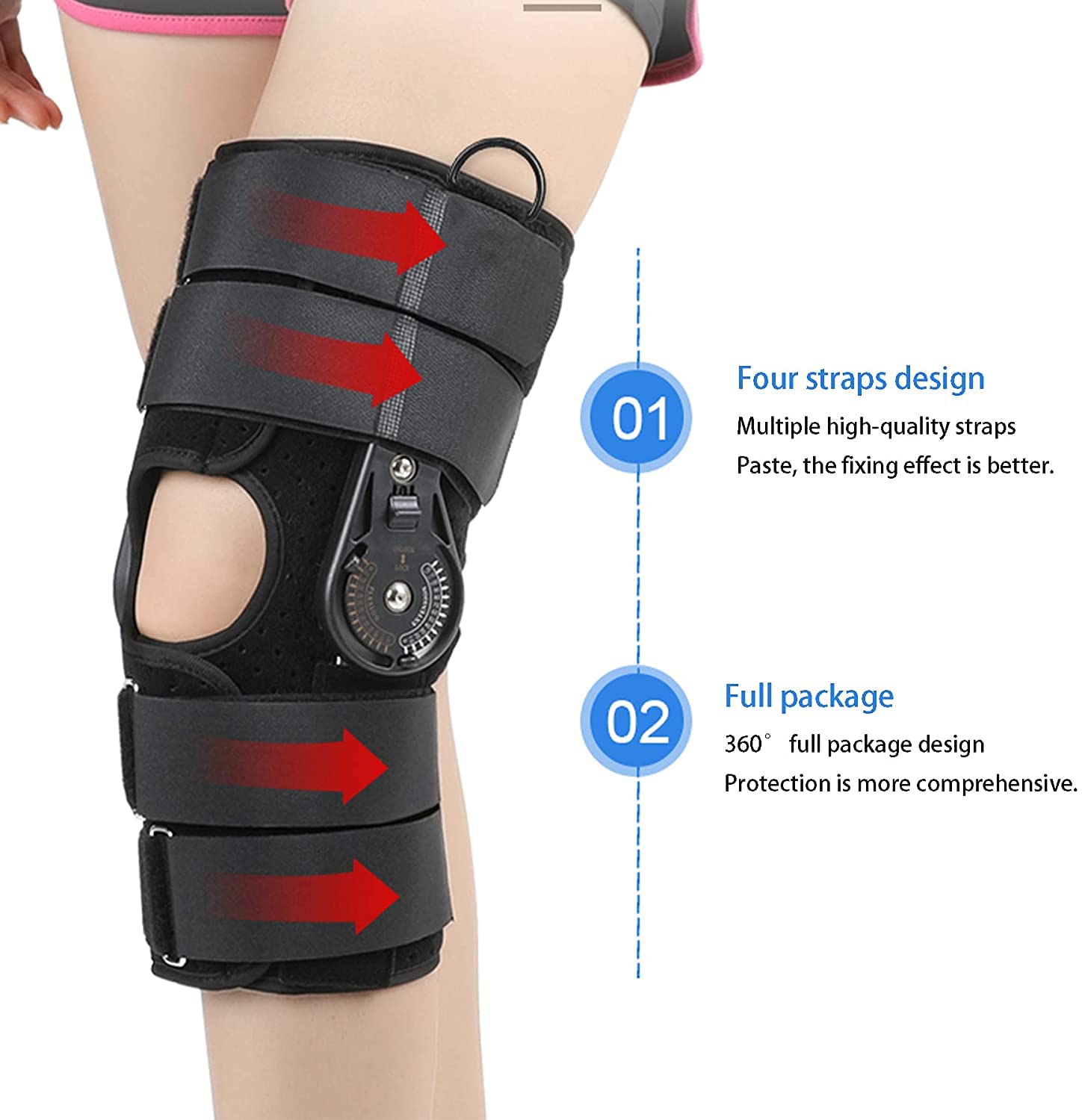 Rodilleras menisco y ligamento para Artritis Rodilla con bisagras for desgarrar LCA Lágrima de menisco PCL Cirugía Recuperación Ajustable Post OP Estabilizador de la pierna inmovilizador de rodilla co