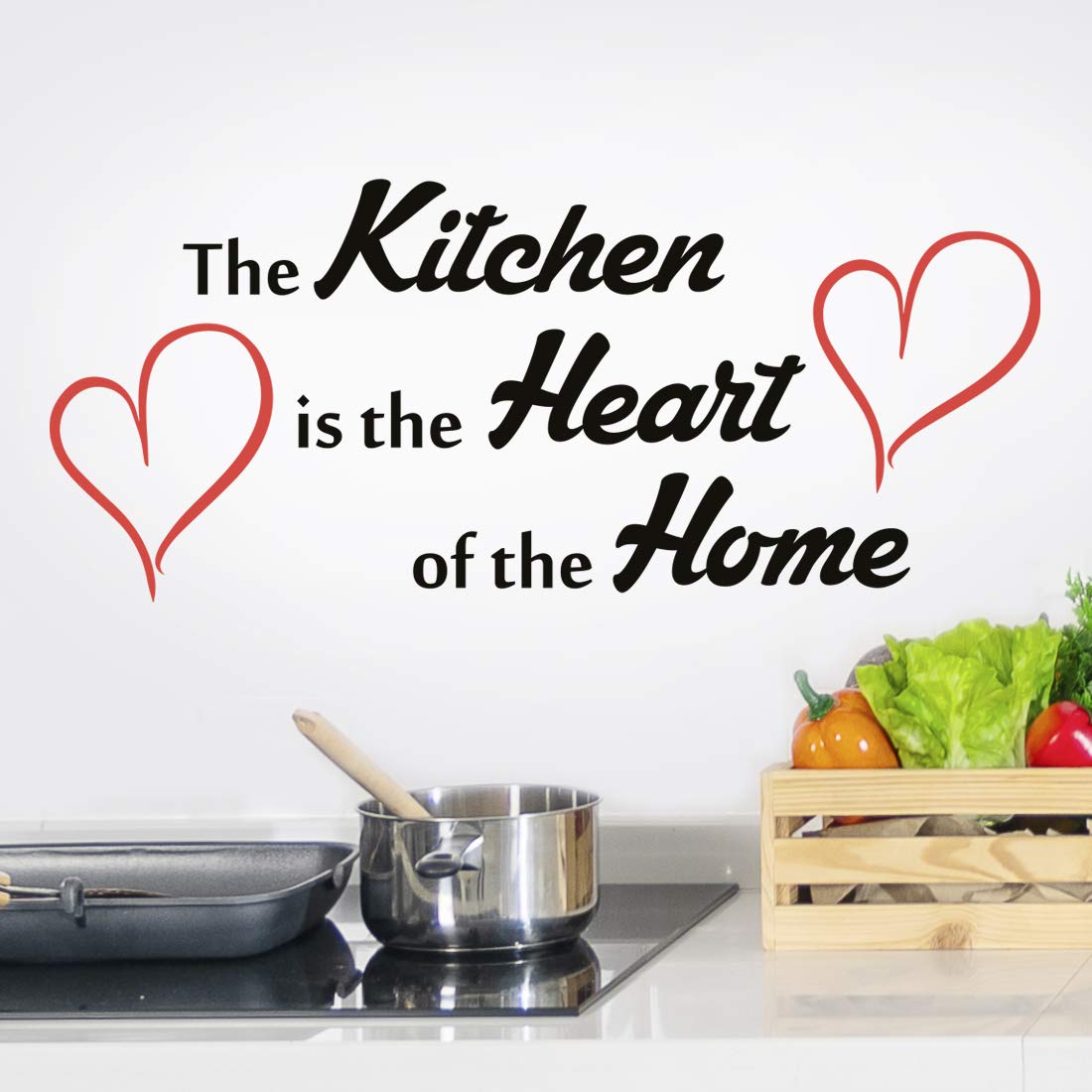 Wall4stickers Black & Red Kitchen Quote Wall Sticker Art Hearts Stickers Quotes Decor Vinyl Decal Love Room Family Home Walls Decals Pictures Rules Stencils Transfers Stencil Decoration Heart Accessories Window Fridge Funny