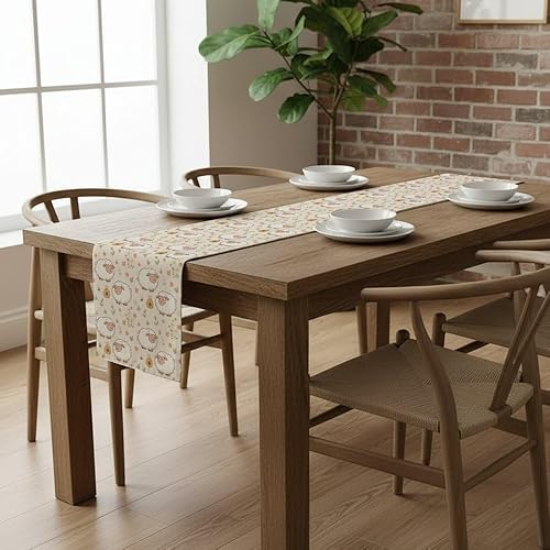 Miniatura 7 de Camino de mesa de animales lindos de 108 pulgadas de largo, lino para dormitorio, vestidores, para decoración, cocina, centro de mesa de comedor,