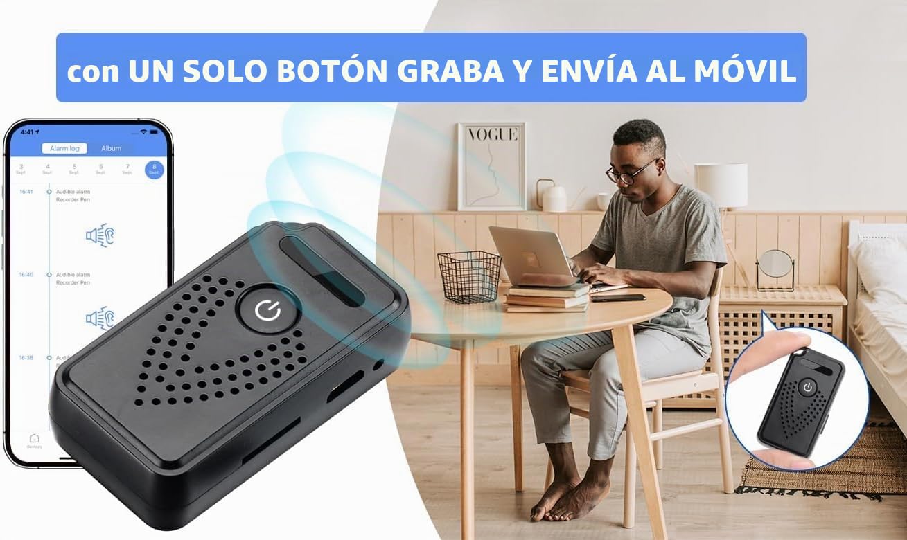 Grabadora de voz digital profesional con control remoto vía Wi-Fi y transferencia de archivos a distancia a smartphone (King Guard F1)