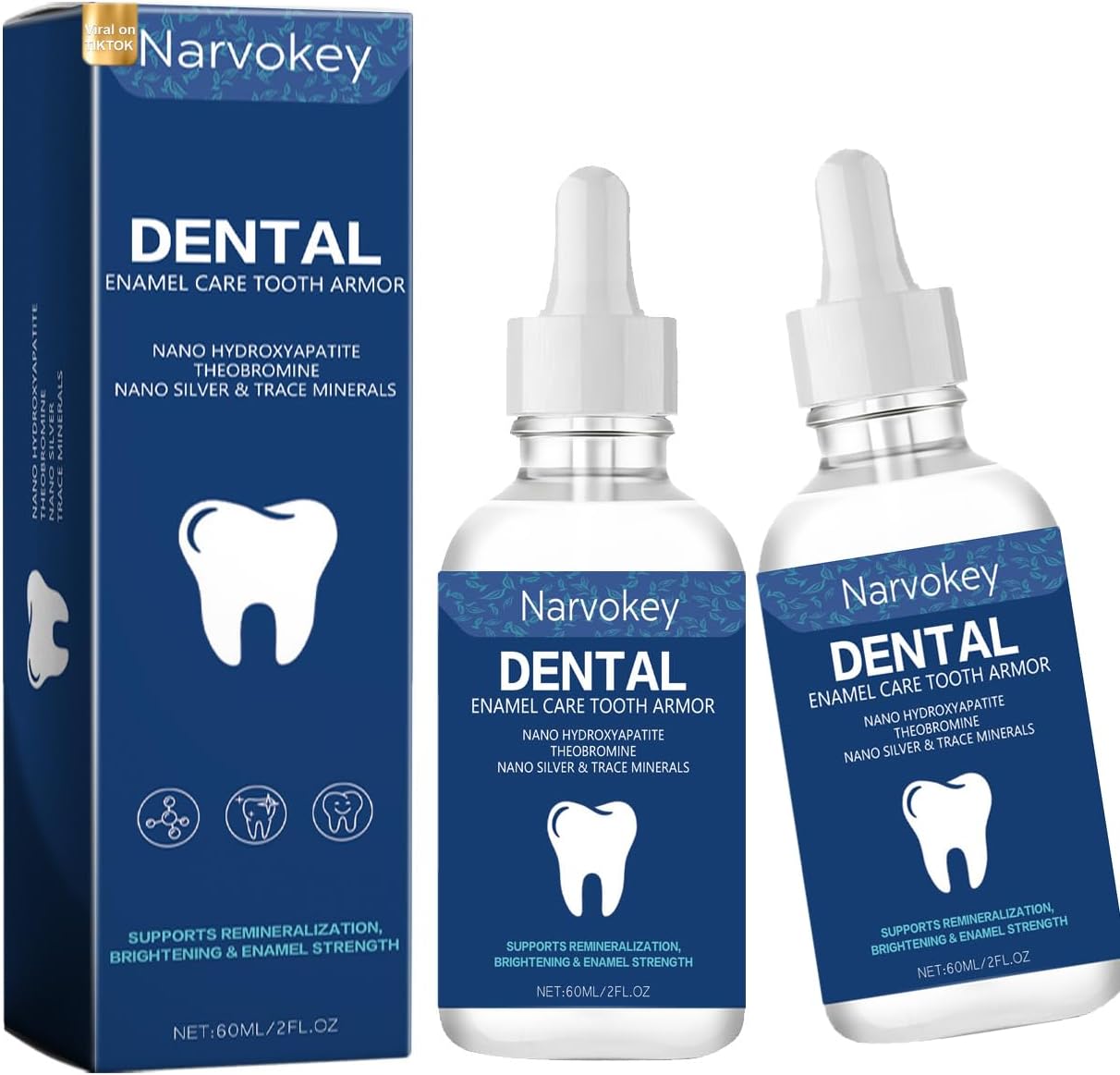 Cavity Healing Tooth Armor Transparent Enamel Strengthening Formula Drops with Hydroxyapatite, Daily Oral Care Solution for Cavity Defense and Gum Health, 2 Count