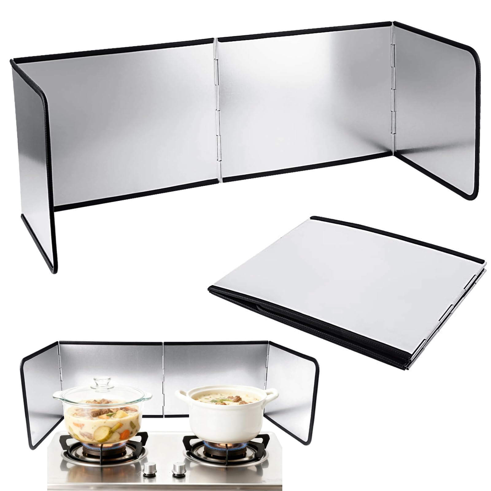Protector Salpicaduras Cocina, Cocina Funda Protectora de Cocina Plegable, Plegabl Protector de Aceite Estufa de Gas, 4 Lados Plegable Protección Antisalpicaduras, para Cocina (37,6×29,2×29,4 cm)